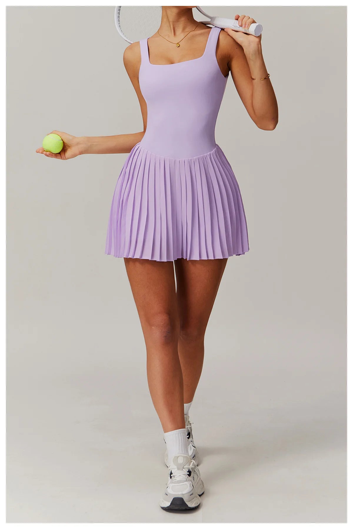 Yoga Set Naked Tennis Dress Women's Jumpsuit Bottom anti Glare Fitness Clothes Sports Running Pockets Pleated Skirt Sports Dress