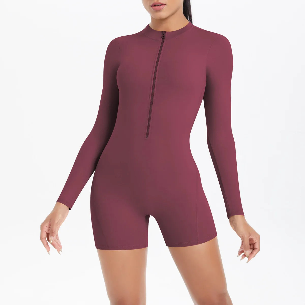 Gym Jumpsuit Women's Fitness Suit Short Set Sports Overalls Woman Tracksuit Yoga Clothing Zipper Long Sleeved Workout Sportswear