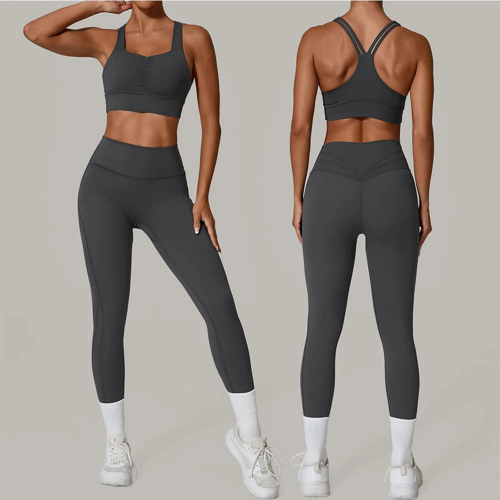 Women's Tracksuit Fitness Suit Yoga Sets Sportswear Workout Outfits Sports Bra High Waist Leggings Gym Clothing Sports Suits