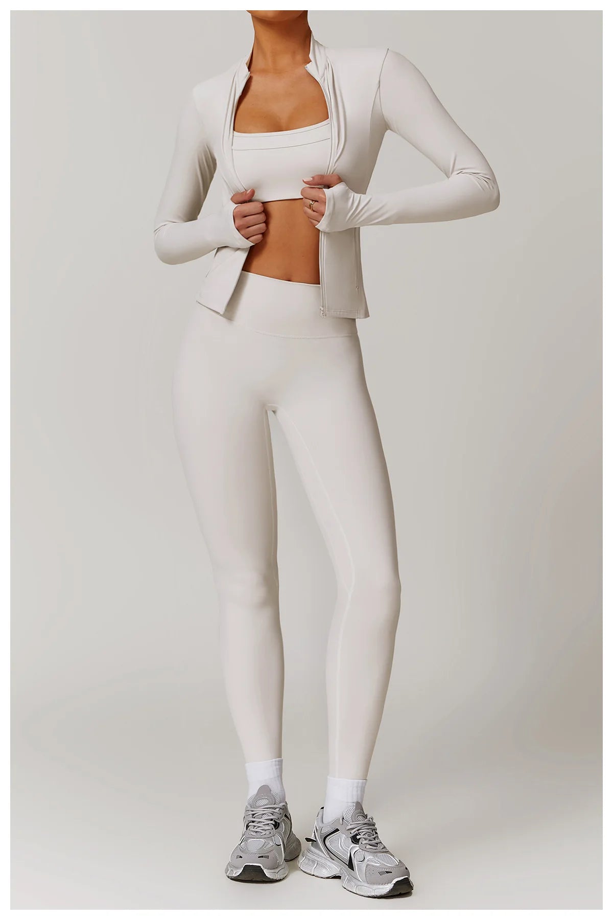Women Outdoor Running Fitness Wear T-shirt Long Sleeved Thumb Holes Top Zipper Yoga Long Sleeved Yoga Shirt Gym Push Up Workout