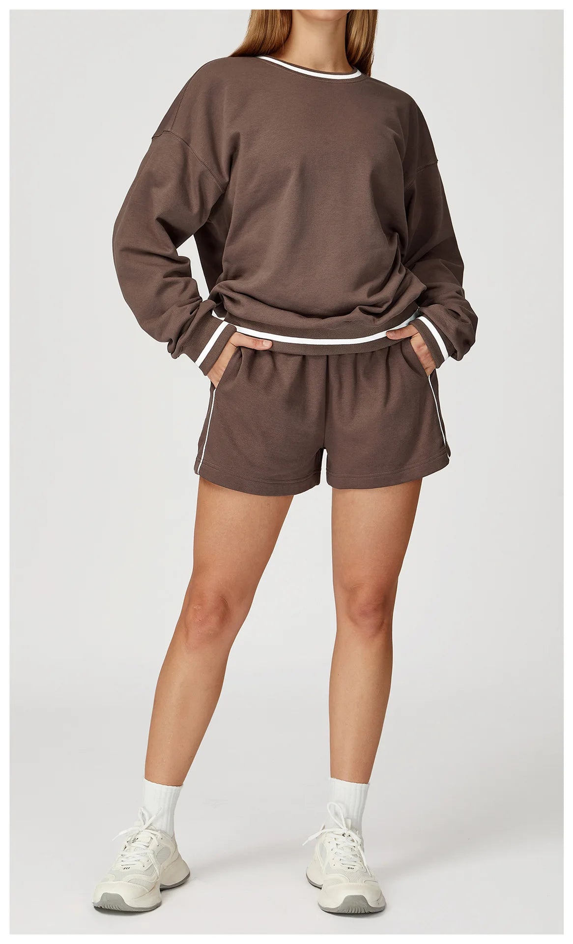 2PCS Winter Yoga Set Contrasting Hoodie Set Women's Tracksuit Comfortable Running Gym Set Women's Clothes Outdoor Sports Set