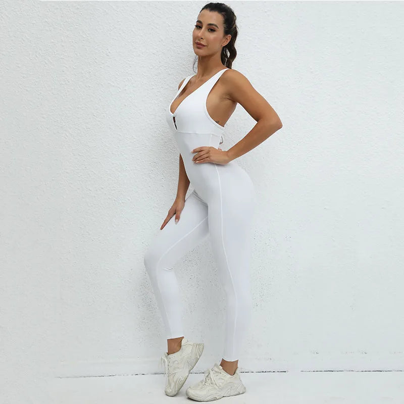 Backless Yoga Jumpsuits Sports Fitness One-Piece Yoga Sleeveless Workout Clothes Running Sportswear Tight Training Tracksuits