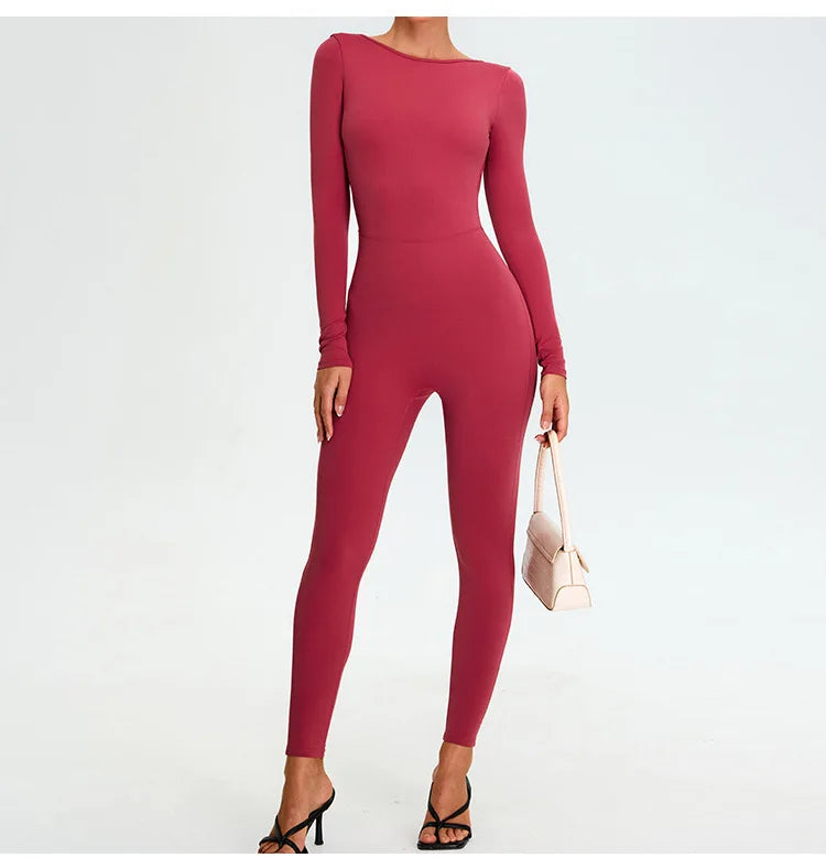 Fitness Rompers Women Gym Set Training Yoga Suit Sportswear Women Sports Jumpsuit Long Sleeved Stretch Push Up Workout Bodysuits