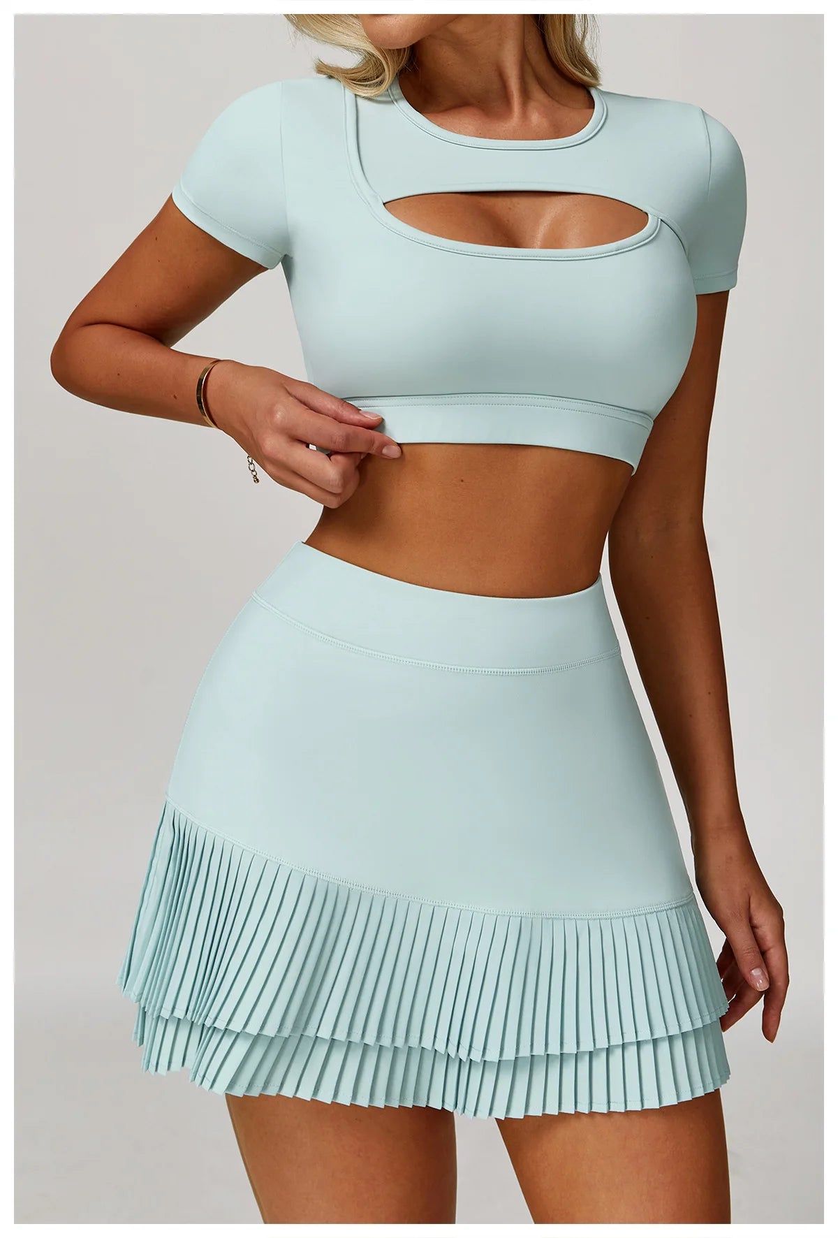 Women's Tight Fitting Sports T-shirt Quick Drying Short Sleeved Hollow Out Yoga T-shirt Running Exercise Fitness Short Sleeved