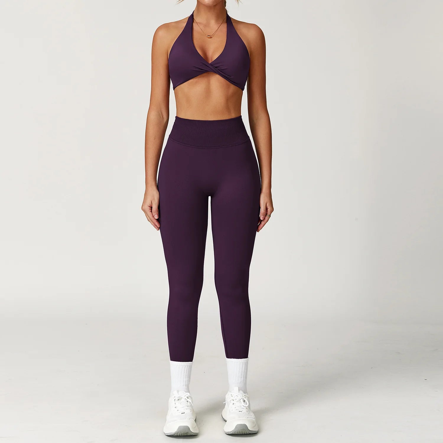 2PCS Yoga Suit Sports Set Women Gym Set Women Tracksuit Running Workout Long Sleeve Sports Shirt Yoga Clothing Seamless Leggings
