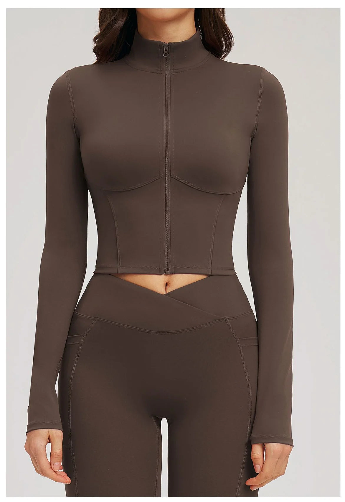 Yoga Long Sleeve Zipper Jacket Women Crop Tops T-shirts Solid Sports Top Running Shirts Sexy Quick Dry Fitness Gym Sport Wear