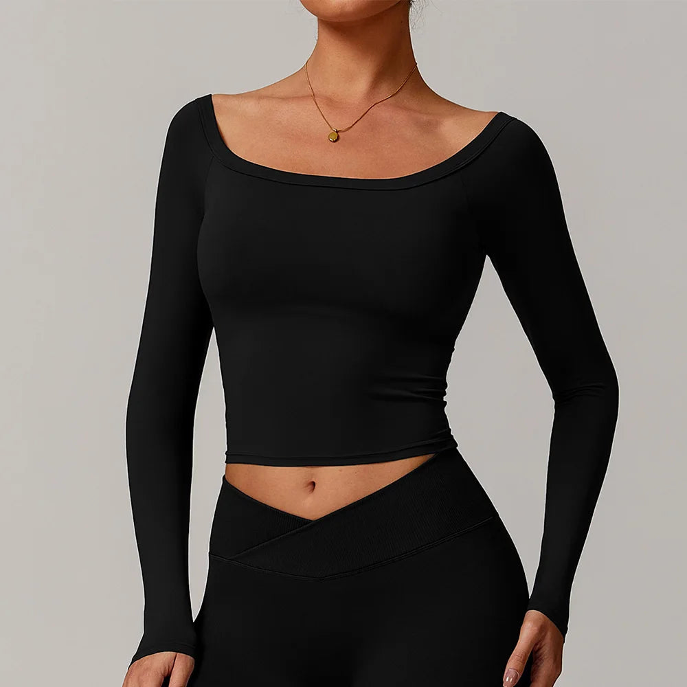 Sexy Yoga Shirts For Women Long Sleeve Fitness Running Push Up Gym Clothes Workout Dry Fit Breathable High Elastic Sports Top