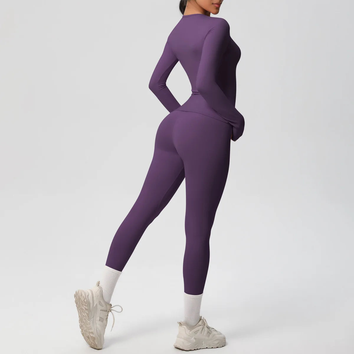 2PCS Yoga Suit Sports Set Women Sportswear Gym Set Women Tracksuit Running Workout Long Sleeve Sports Shirt Yoga Clothing