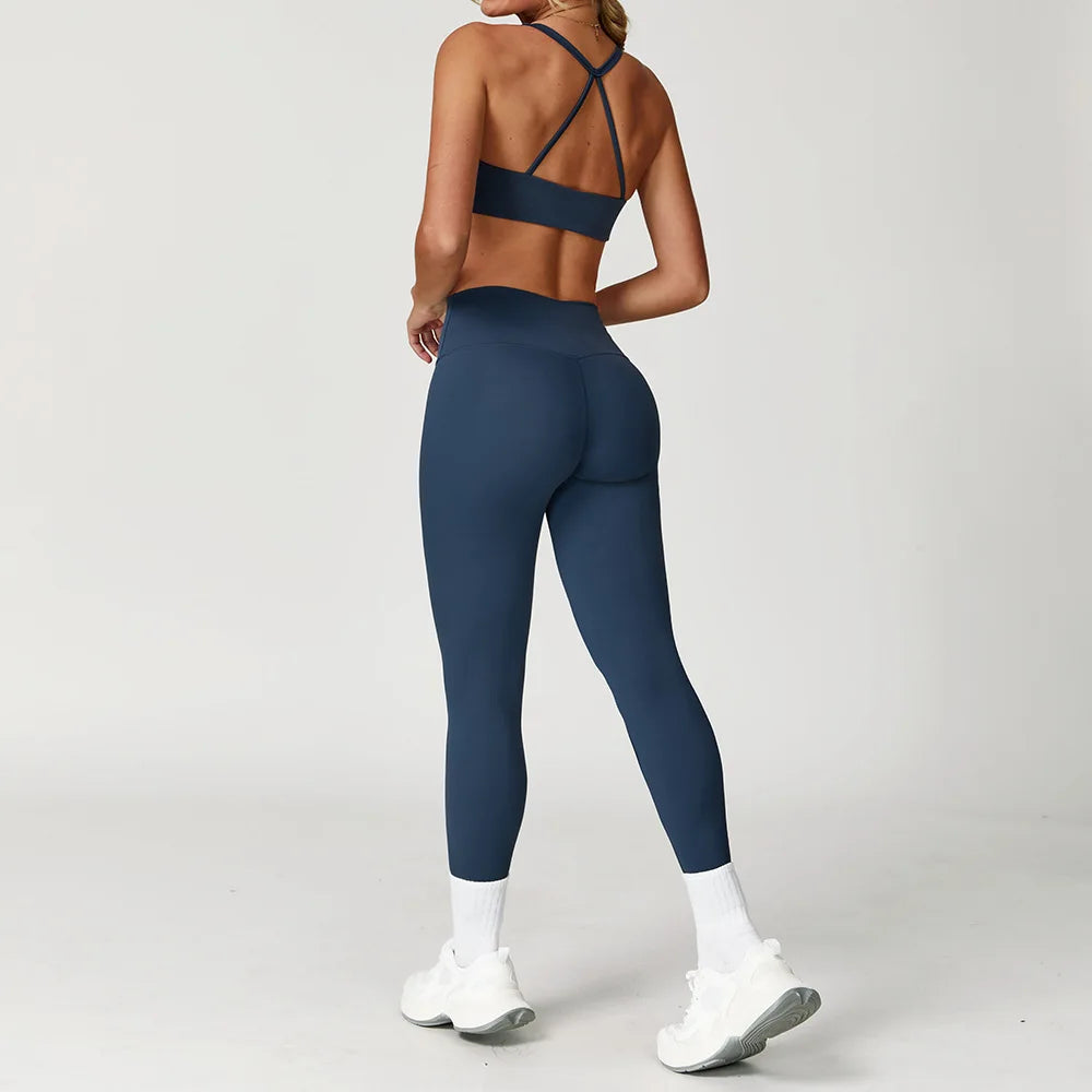 Women's Tracksuit 2PCS Fitness Suit Yoga Set Sportswear Workout Sports Bra High Waist Leggings Gym Clothing Seamless Sports Suit