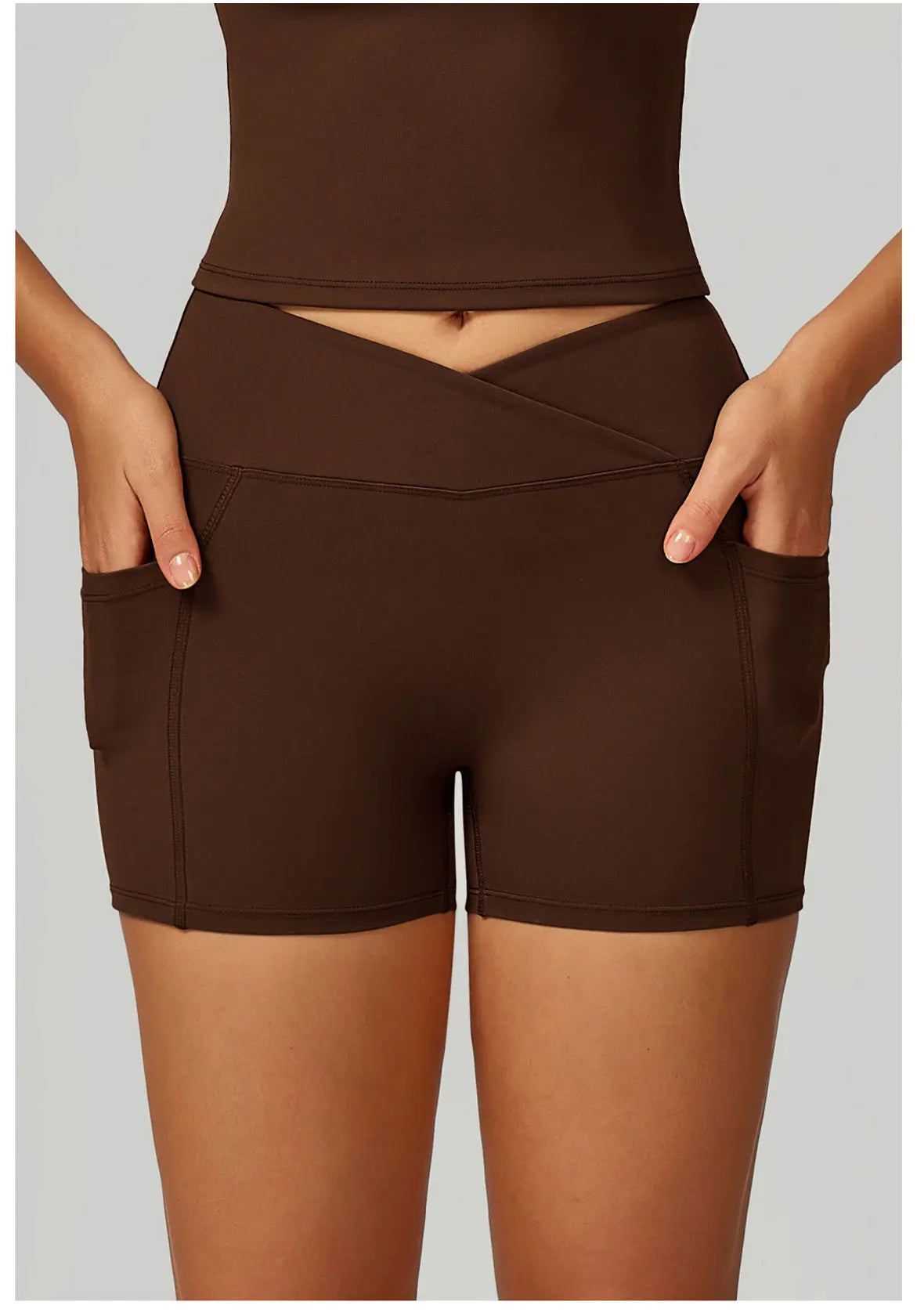 Cross Waist Head Yoga Shorts High Waist Workout Fitness Lift Butt Fitness Tights Gym Running Body Shaper Pants Casual Sportswear