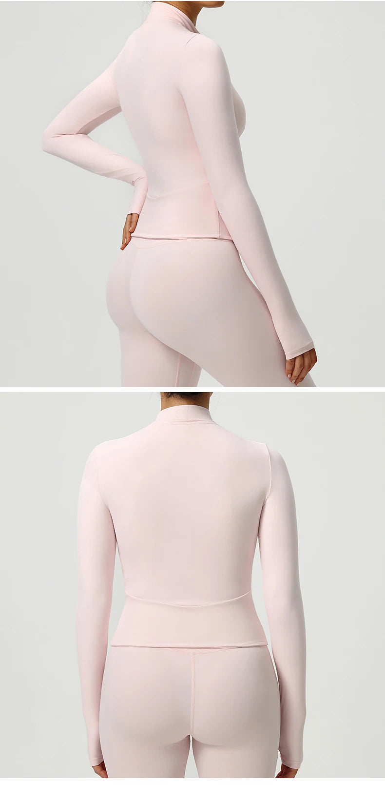 Women Outdoor Sports Long Sleeved Slim Yoga Clothes Quick Dry Zipper Cardigan Stand Up Collar Jacket Running Fitness Jacket Top