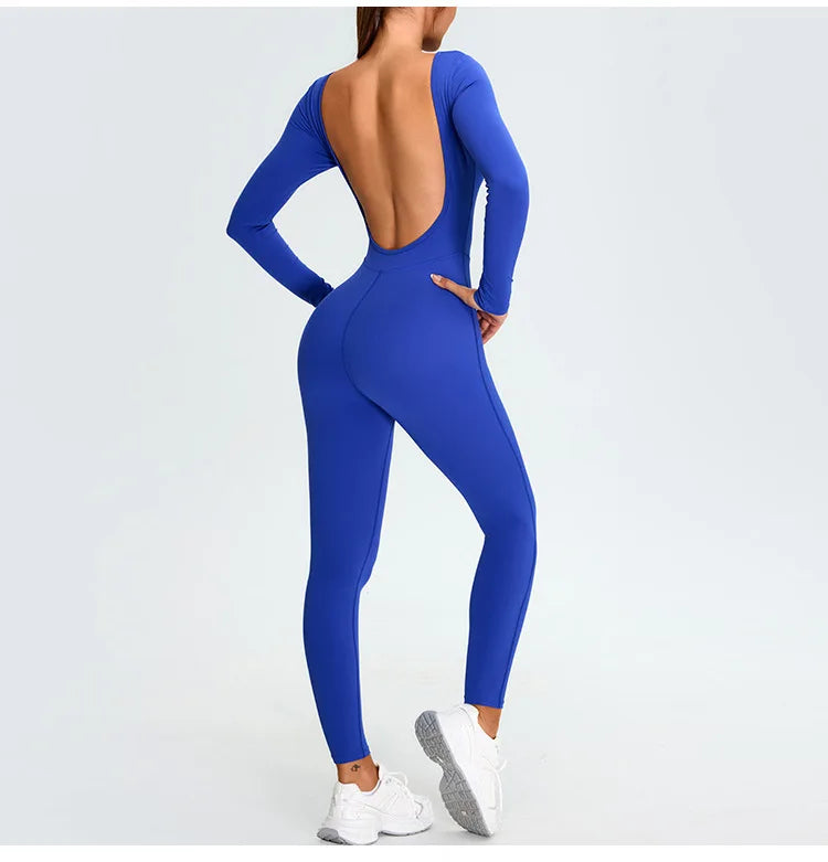 Fitness Rompers Women Gym Set Training Yoga Suit Sportswear Women Sports Jumpsuit Long Sleeved Stretch Push Up Workout Bodysuits