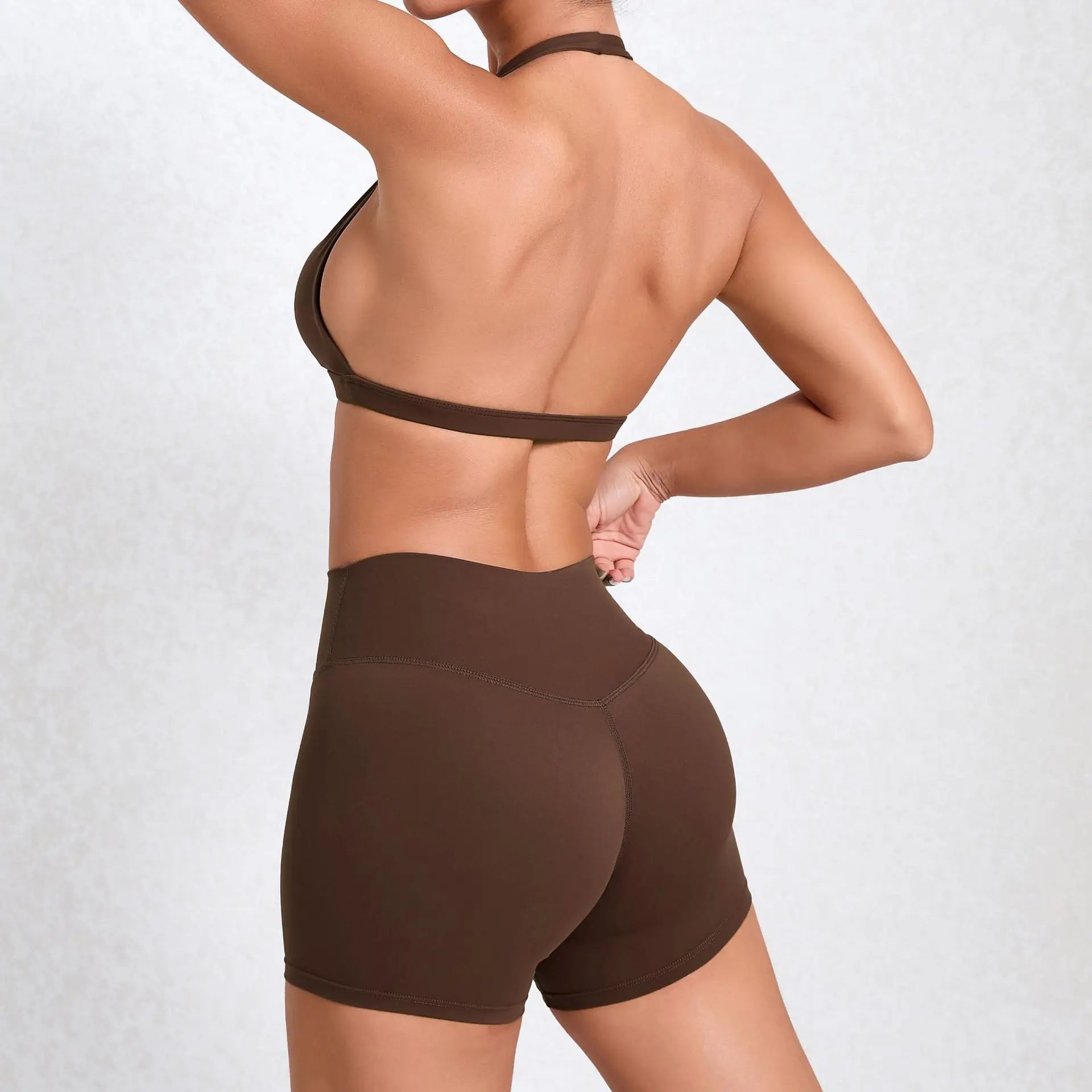 2PCS Yoga Sets Women Gym Workout Clothes High Waist Yoga Shorts Sports Bra High Waist Short Sets Push Up Running Athletic Wear