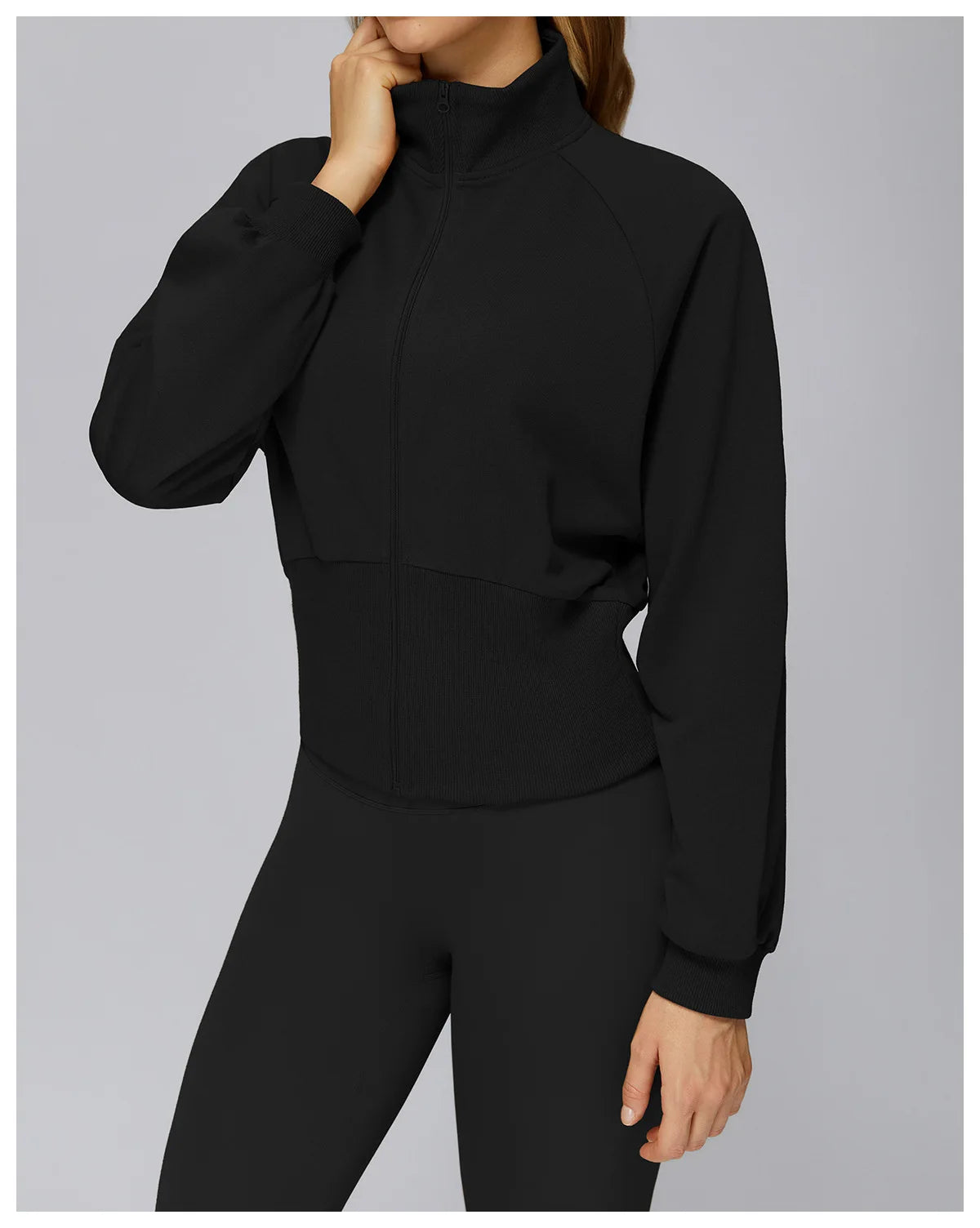 Winter Yoga Long Sleeved Women's Standing Collar Sweatshirt Windproof Zipper Warm Sweatshirt Loose Outdoor Running Sports Jacket