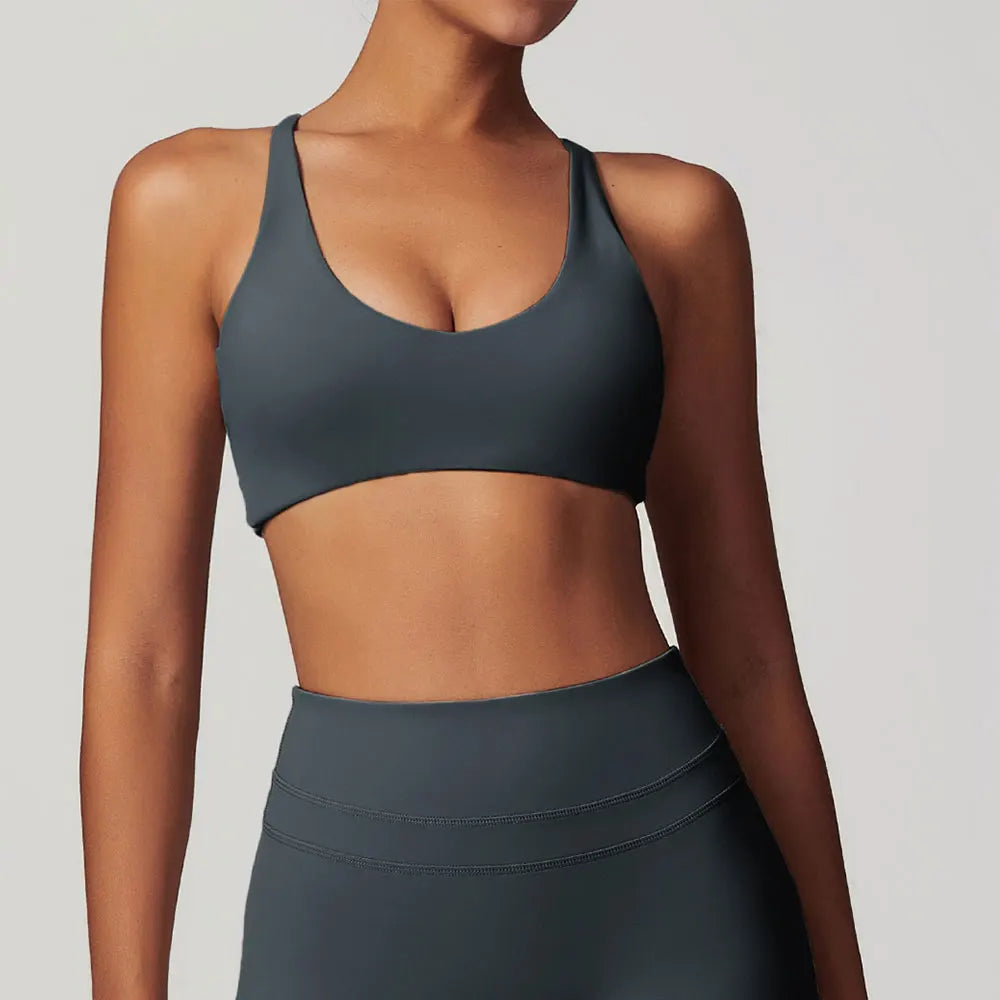 Sports Bra Women Fitness Bra Halter Sports Underwear Naked Feel Sexy Yoga Gym Push Up Workout Bra Padded Bralette Bathsuit