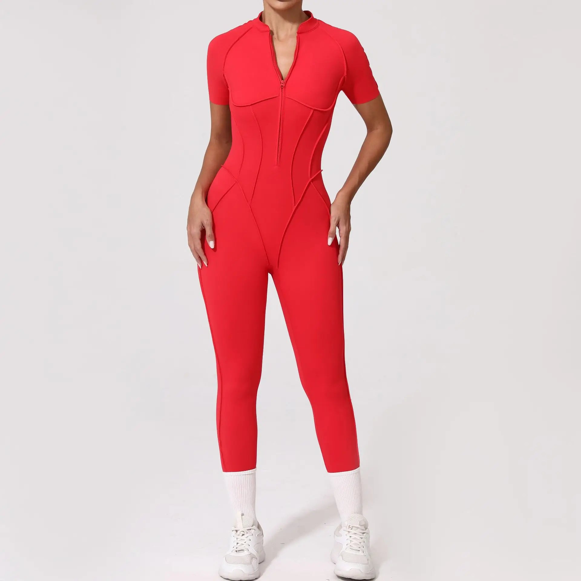 Gym Jumpsuit Women's Fitness Suit Zipper Long Sleeved Sets Sports Overalls for Woman Tracksuit Yoga Clothing Workout Sportswear