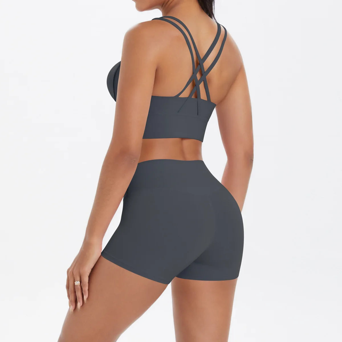 Yoga Sport Set Women Seamless Crop Top Bra Shorts Yoga Set Comfort Elastic Sportsuit Workout Outfit Fitness Gym Clothes