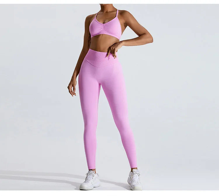 Women Sports Underwear Scrunch Push-up High Support Adjustable Thin Shoulder Strap Tank Fitness Top Seamless Workout Yoga Bras