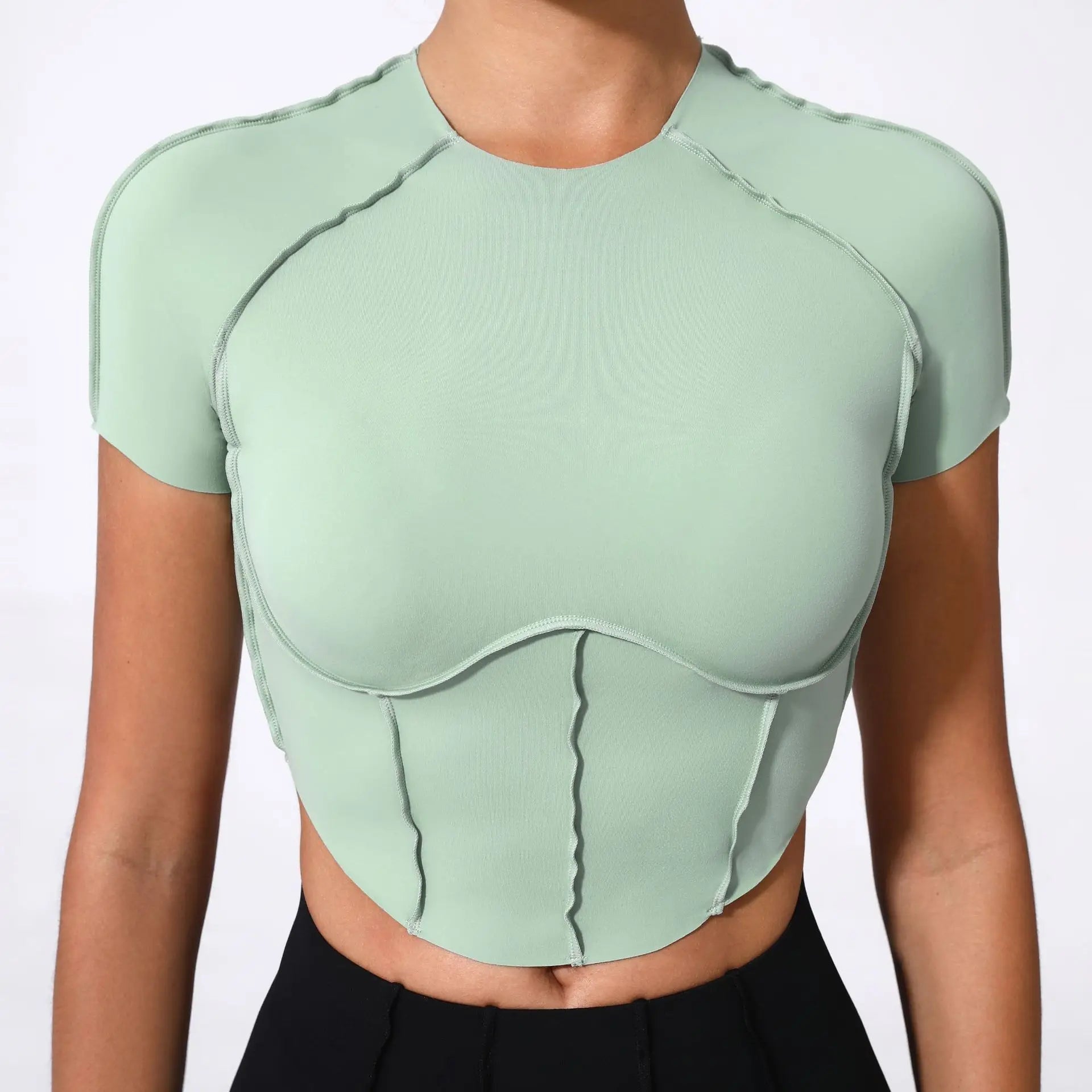 Women Yoga Top Line Sport T Shirts Fitness Clothes Short Sleeve Push Up Yoga Shirt Gym Top Running Active Wear Workout Sport Top