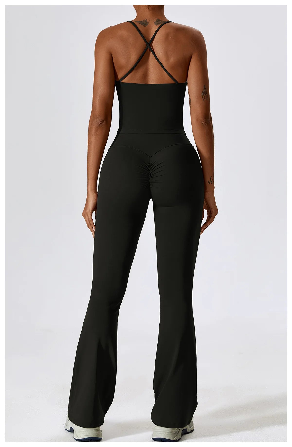 Women Tracksuit Gym Yoga Suit 2PCS Tight Fitting Sports Set Workout Breathable T Shirts Bra Tank Top Loose Bell-bottoms Leggings