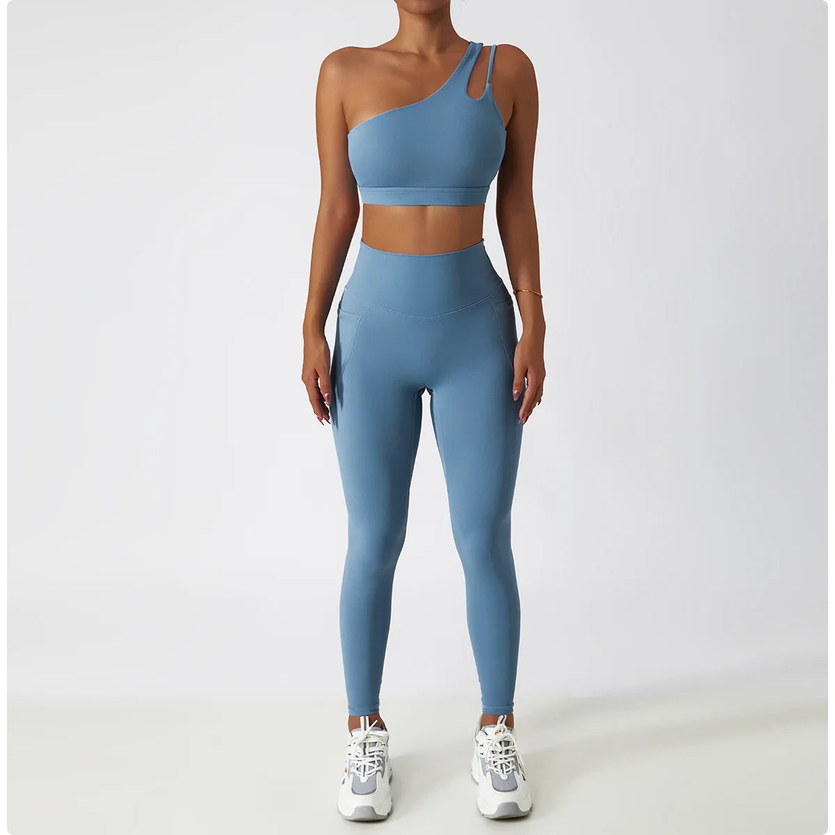 Comfort Single Strap Yoga Bra Chest Pad Running Women Sports Underwear Gym Top Stretch Pull Up Bra Women Vest Fitness Tank Top