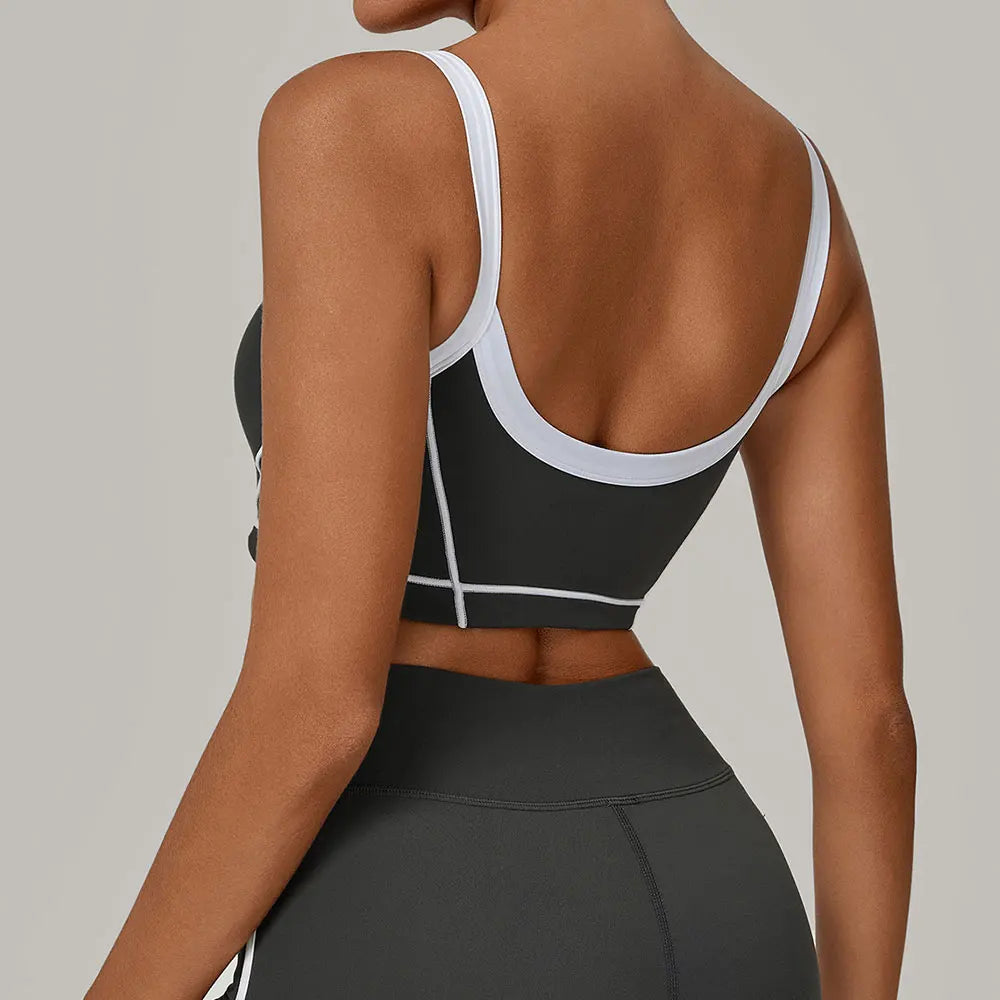 Patchwork Sports Bra Anti-Sweat Fitness Top Women Yoga Bra Shockproof Crop Top Push Up Sport Bra High Strength Gym Workout Top
