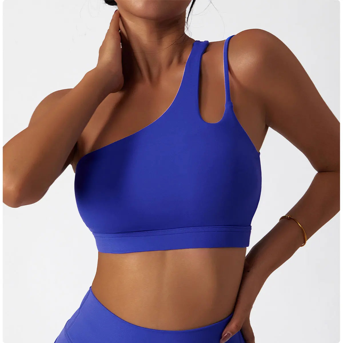 Comfort Single Strap Yoga Bra Chest Pad Running Women Sports Underwear Gym Top Stretch Pull Up Bra Women Vest Fitness Tank Top