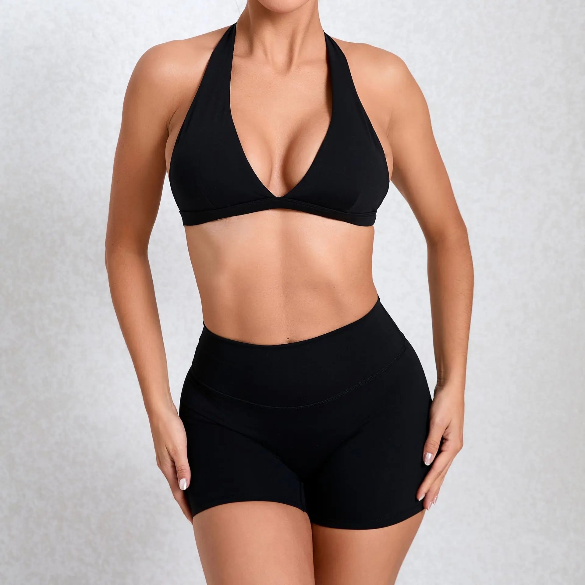 2PCS Yoga Sets Women Gym Workout Clothes High Waist Yoga Shorts Sports Bra High Waist Short Sets Push Up Running Athletic Wear