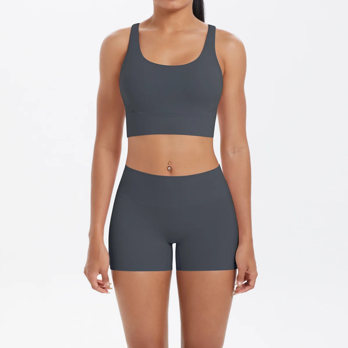 Yoga Sport Set Women Seamless Crop Top Bra Shorts Yoga Set Comfort Elastic Sportsuit Workout Outfit Fitness Gym Clothes