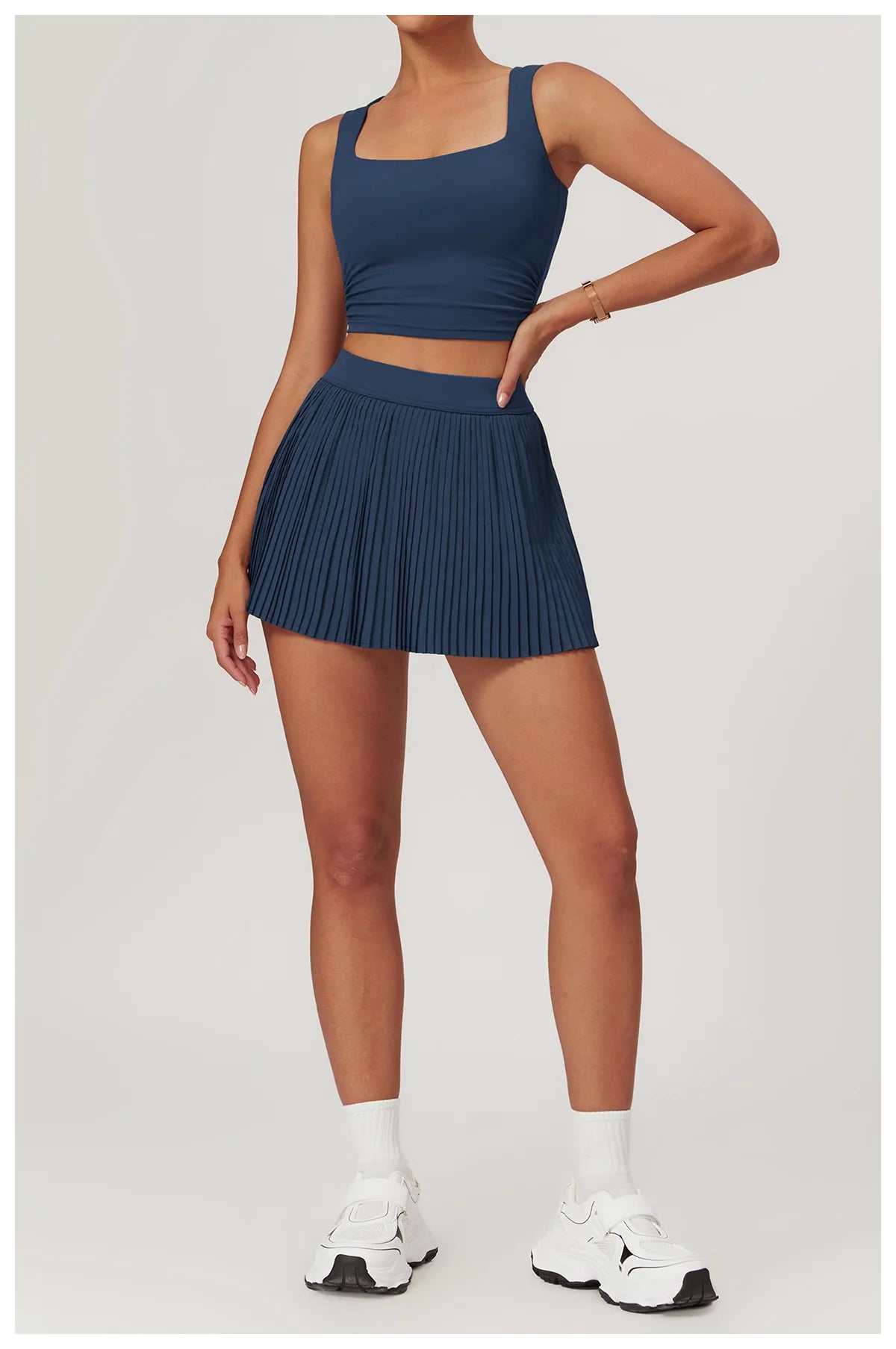 Women Pleated Sports Tennis Skirts Women High Waist Yoga Fitness Short Skirt With Pockets Gym Golf Loose Mini Skirt With Pockets