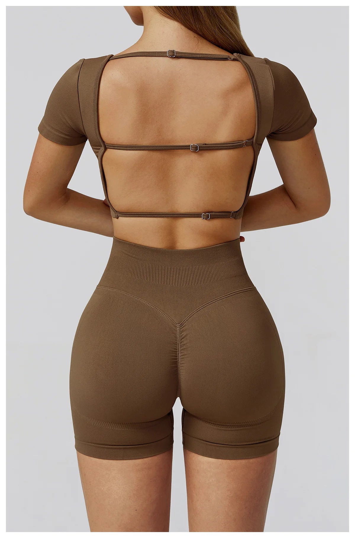 Seamless Women Yoga Top Backless Sport T Shirts Fitness Clothes Short Sleeve Yoga Shirt Gym Top Running Active Wear Sport Top