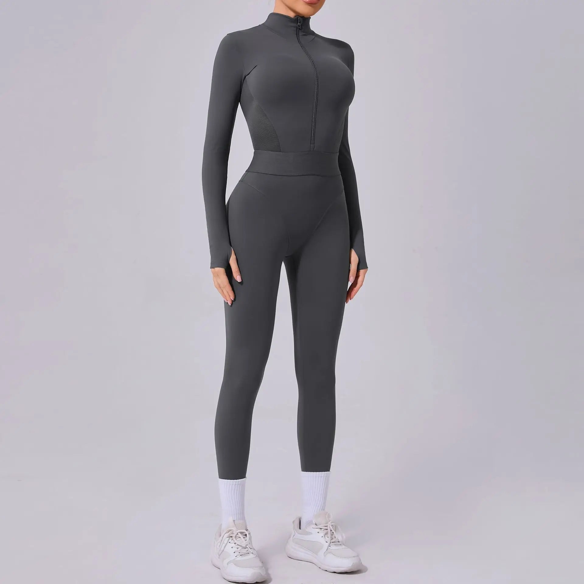 Women Tracksuit Yoga Set One-piece Suit Female Rompers Quick Dry Yoga Clothing Workout Bodysuits Sports Jumpsuit Long Sleeved