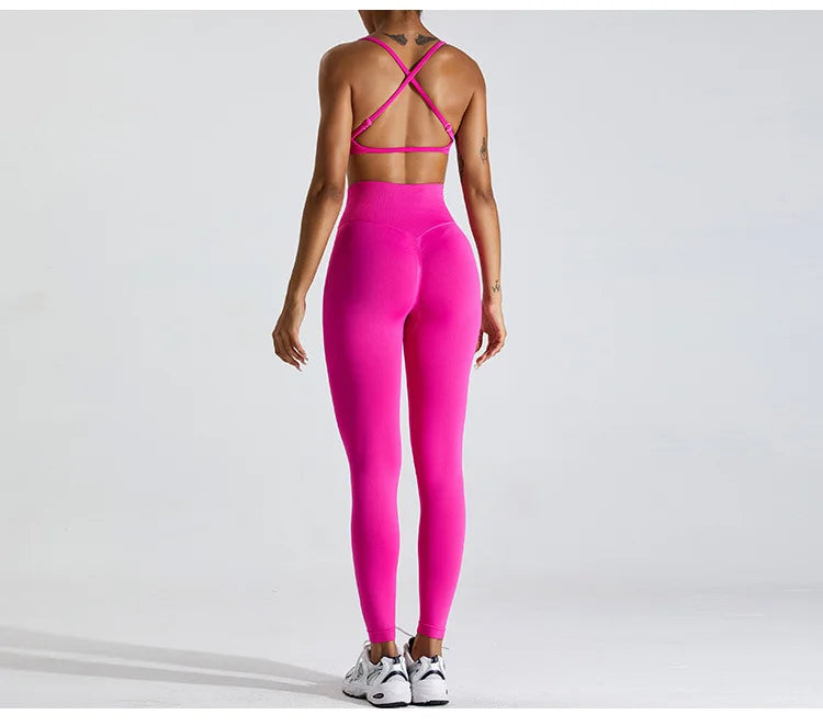 Seamless Soft Cross Back Women Sports Underwear Fitness Bra Tights Yoga Vest High Strength Shockproof Gym Sports Top Push Up Bra