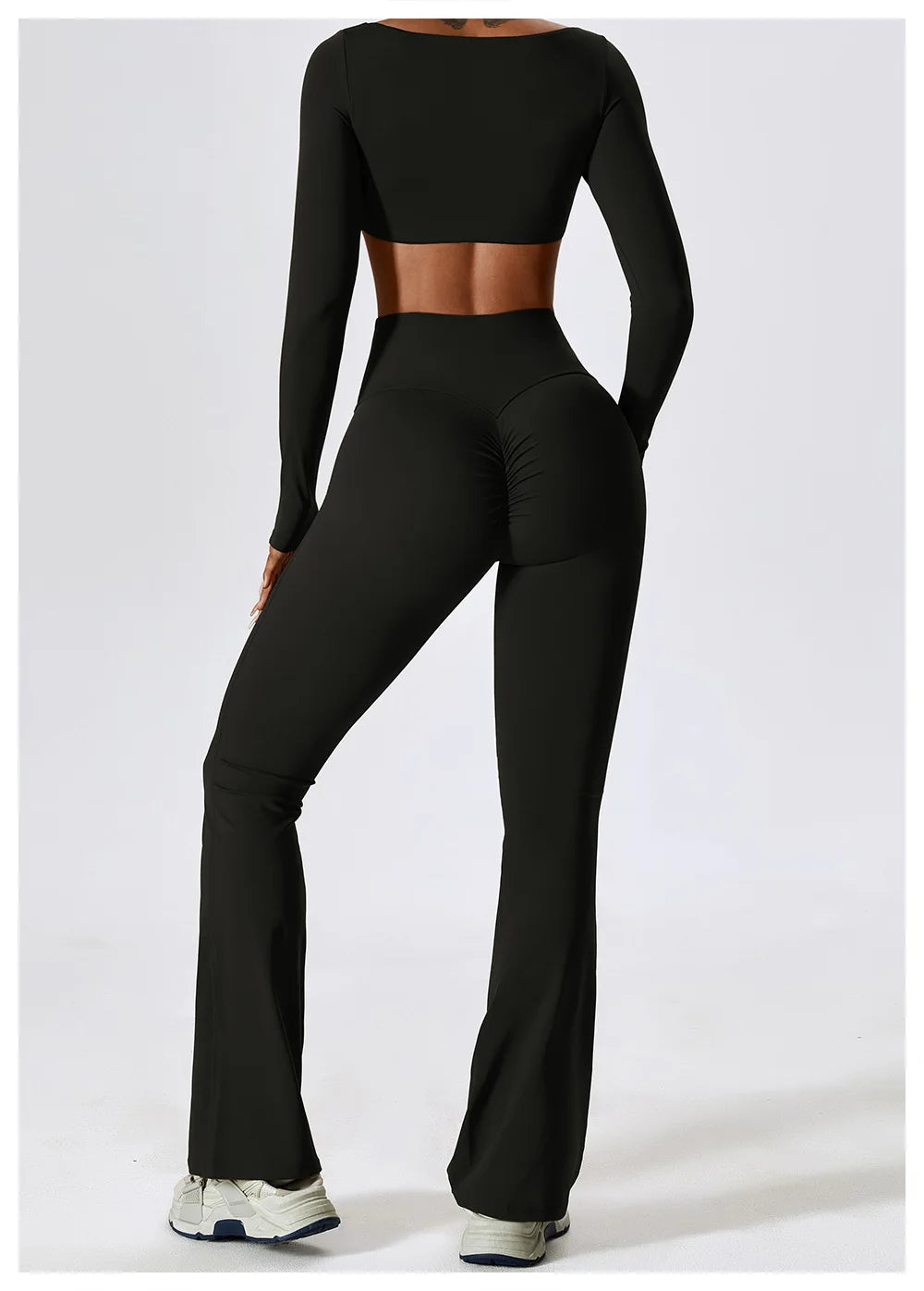 Women Yoga T-shirts Crop Tops Solid Sports Top Long Sleeve Running Shirts Sexy Exposed Navel Quick Dry Fitness Gym Sport Wear
