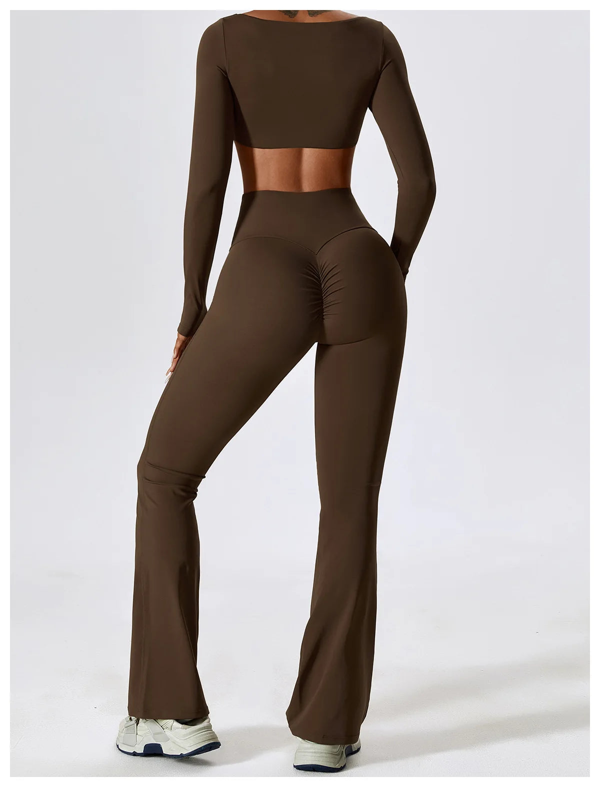 Women Yoga Set 2PCS Sportswear Push Up Workout Clothes Athletic Wear Gym Legging Fitness Bra Crop Top Long Sleeve Sports Suits