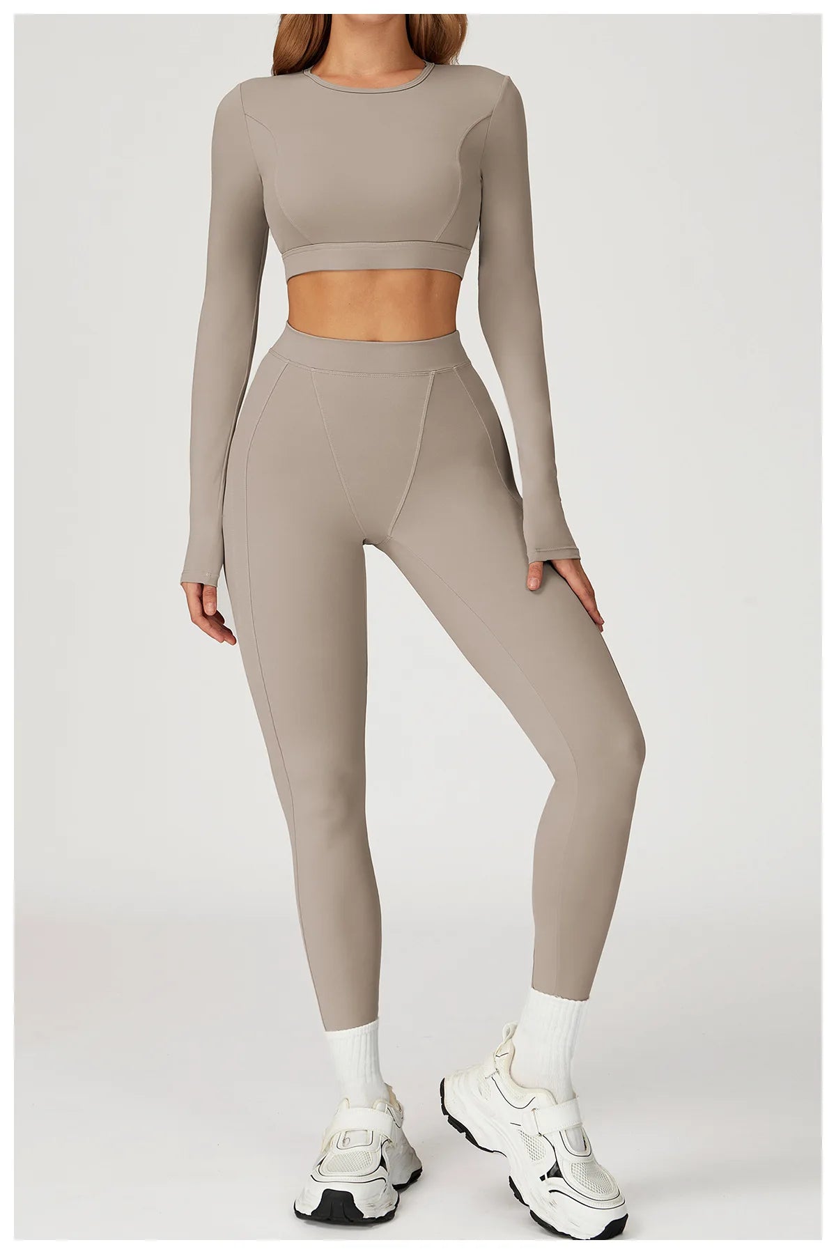 2PCS Yoga Set Gym Clothes Sportswear Yoga Suits For Women Outfits Fitness Set Tracksuits Sports Bra Gym Long Sleeved Leggings
