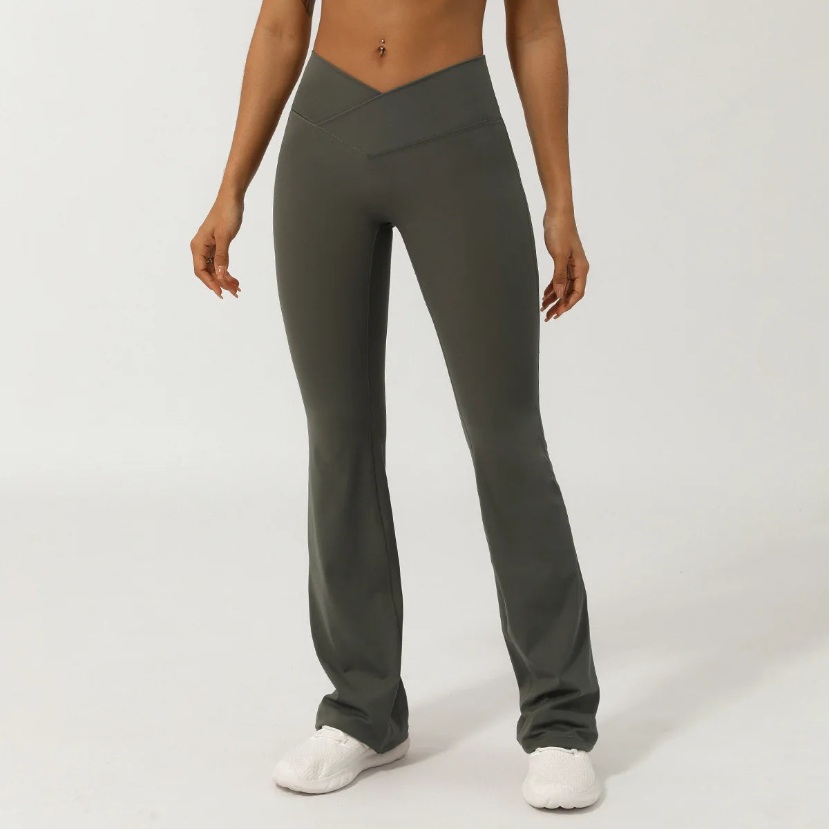 Women Yoga Bell-bottoms Tight Lifting High Waist Tights Cross Waist Sport Flared Pants Gym Running Breathable Fitness Leggings