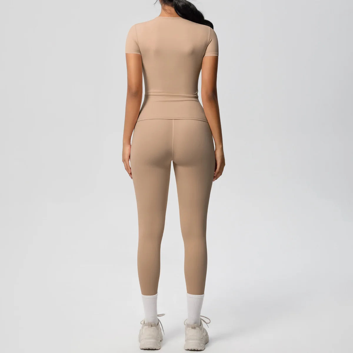 2PCS Yoga Set Women's Tracksuit Quick-Drying Gym Leggings Set Short Sleeve Breathable Gym Yoga Slim Fitness Active Top