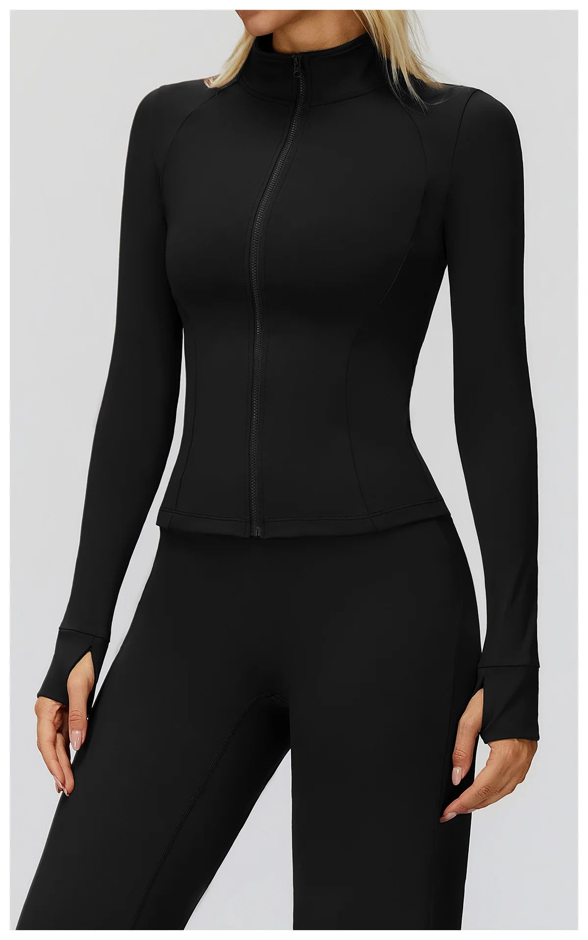 Zipper Long Sleeve Women Crop Tops Jacket Yoga T-shirts Solid Sports Top Running Shirts Sexy Quick Dry Fitness Gym Sport Wear