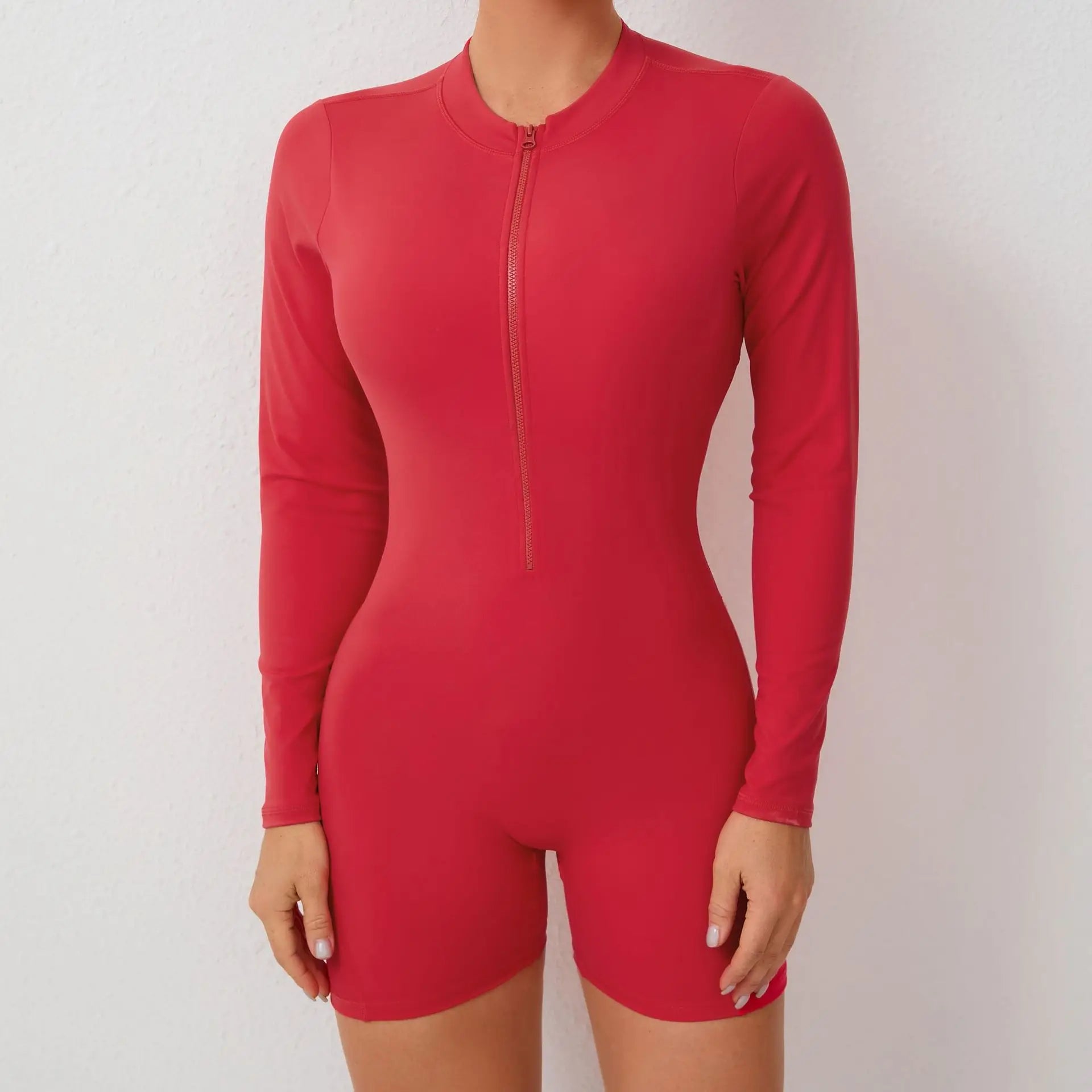 Sexy Back V Jumpsuit Women Tracksuit Yoga Set Sports Zipper Rompers Gym Long Sleeve Fitness Suit Gym Workout Bodysuit