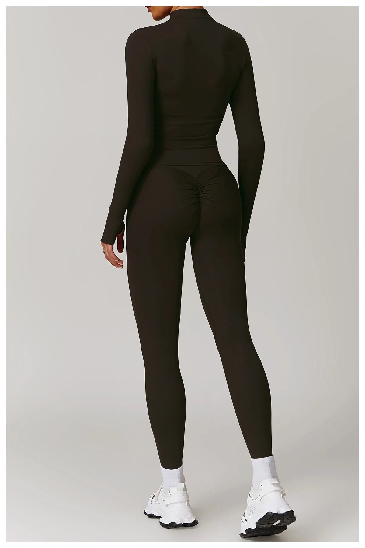 Women Outdoor Running Fitness Wear T-shirt Long Sleeved Thumb Holes Top Zipper Yoga Long Sleeved Yoga Shirt Gym Push Up Workout