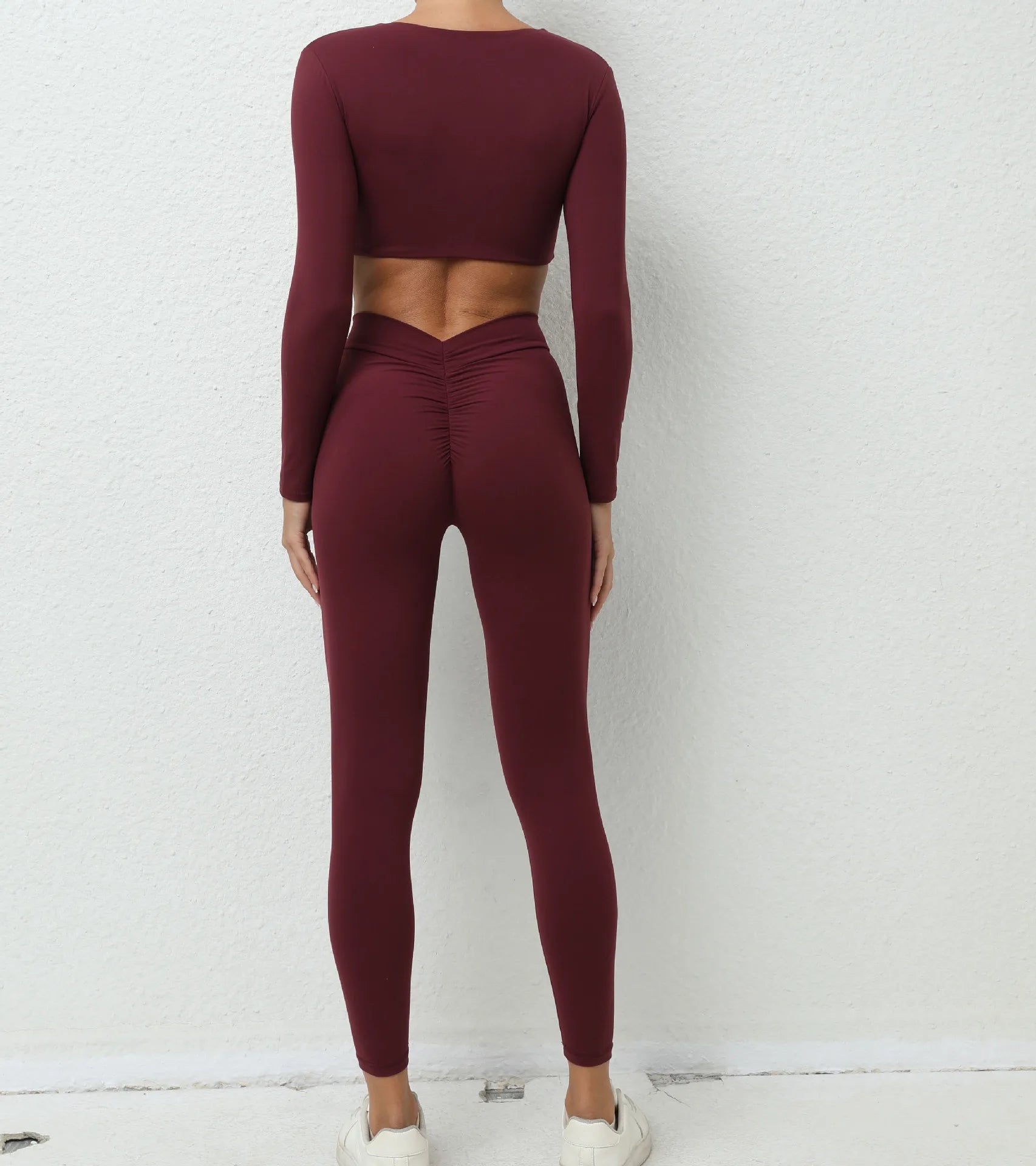 Yoga Set 2PCS Women Tracksuit Workout Set Sportswear Gym Clothes Fitness Long Sleeve High Waist Leggings Set Sports Suit