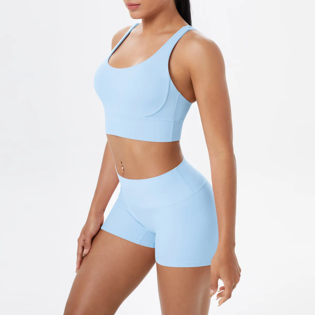 Yoga Sport Set Women Seamless Crop Top Bra Shorts Yoga Set Comfort Elastic Sportsuit Workout Outfit Fitness Gym Clothes