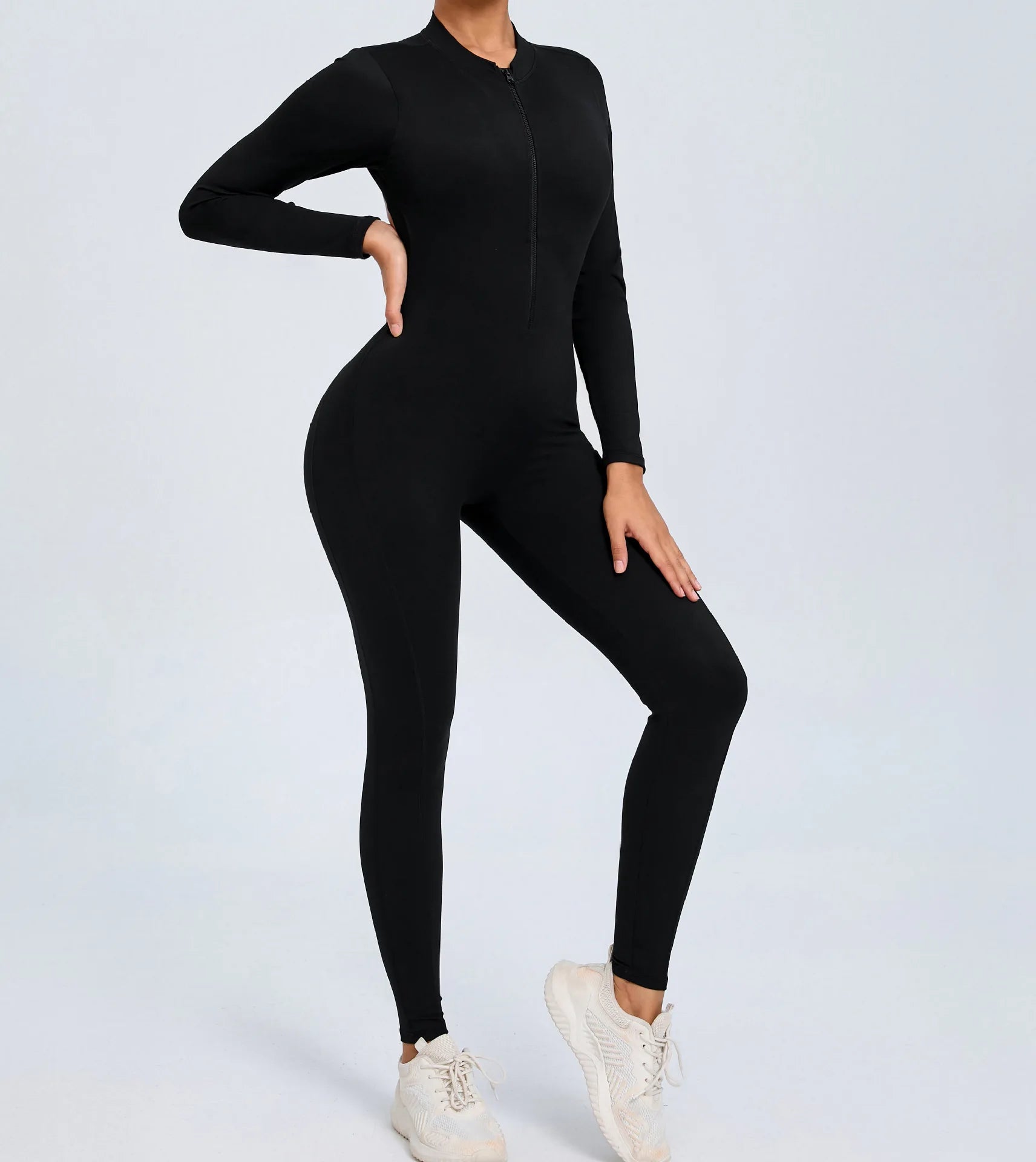 Backless Rompers Yoga Long Sleeved Women's Sportswear Gym Zipper Jumpsuits Workout Bodysuit Fitness One-piece Skin-tight Garment