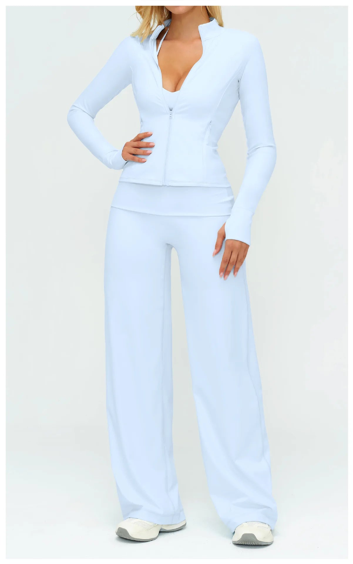2/3PCS Women Tracksuit Yoga Set Sportswear Workout Clothes Athletic Wear Gym Outfit Fitness Bra Crop Top Long Sleeve Sports Suit