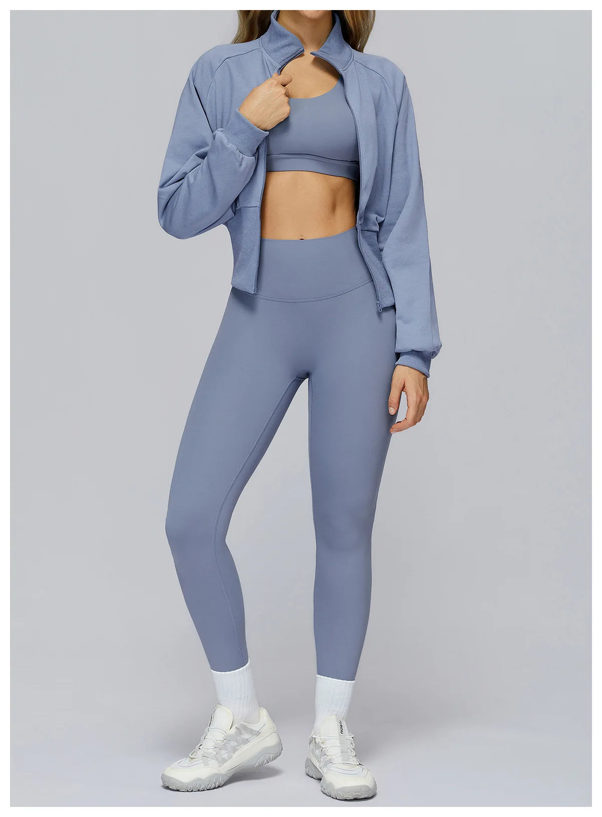 Winter Yoga Long Sleeved Women's Standing Collar Sweatshirt Windproof Zipper Warm Sweatshirt Loose Outdoor Running Sports Jacket