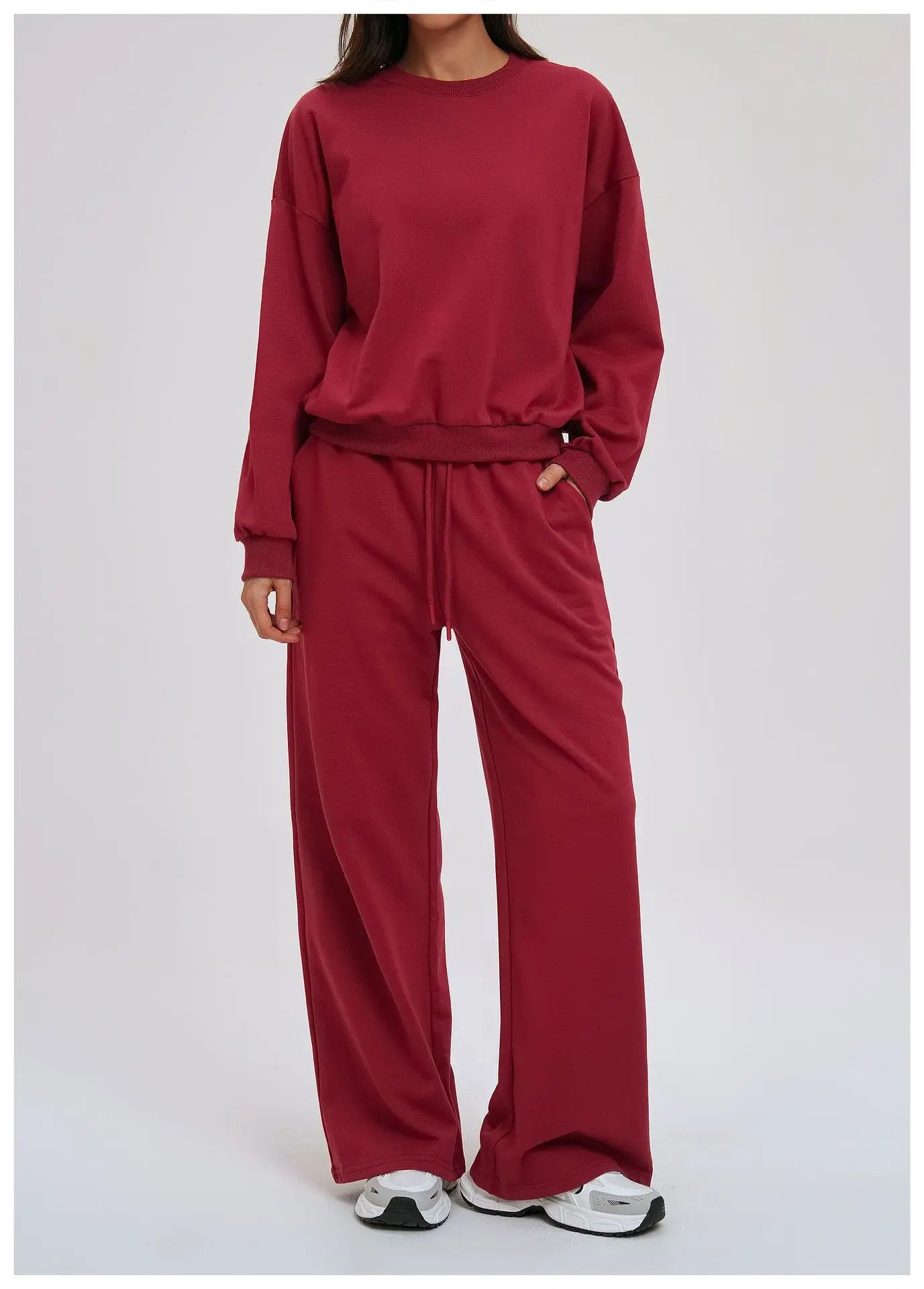 Knitted Round Neck Sports Hoodie for Women Long Sleeves for Outerwear Casual Loose Hoodie Running Top Fitness Sportswear