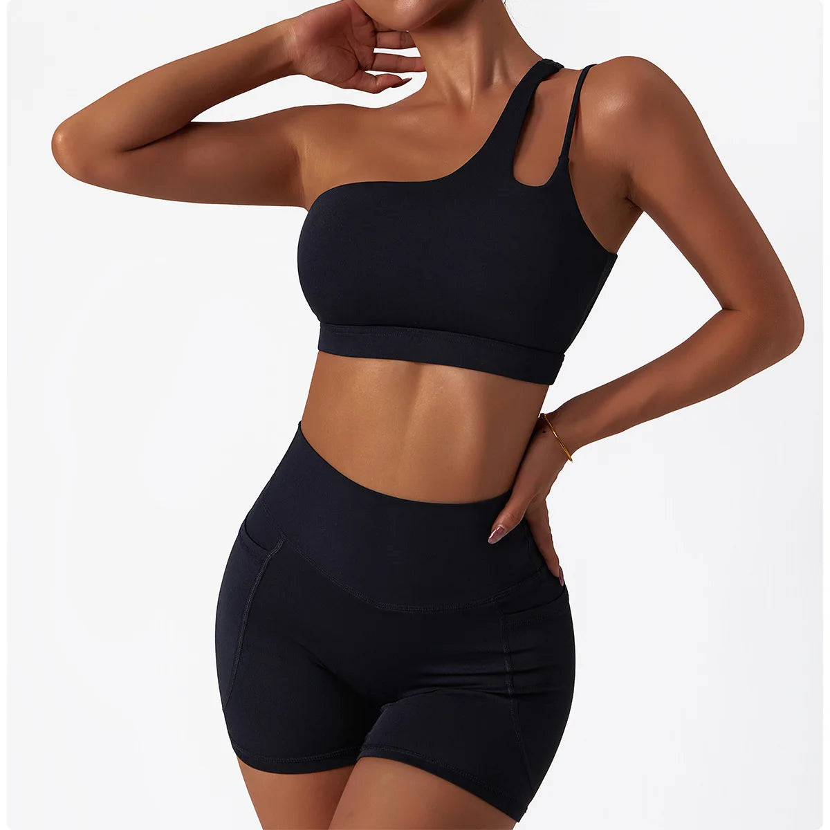 Comfort Single Strap Yoga Bra Chest Pad Running Women Sports Underwear Gym Top Stretch Pull Up Bra Women Vest Fitness Tank Top