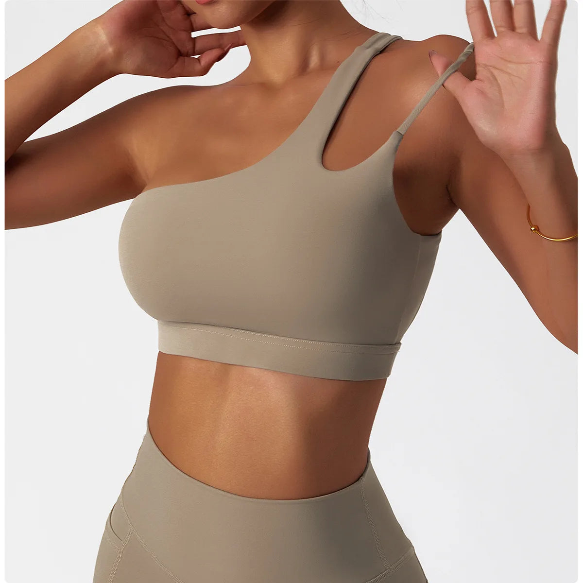 Comfort Single Strap Yoga Bra Chest Pad Running Women Sports Underwear Gym Top Stretch Pull Up Bra Women Vest Fitness Tank Top