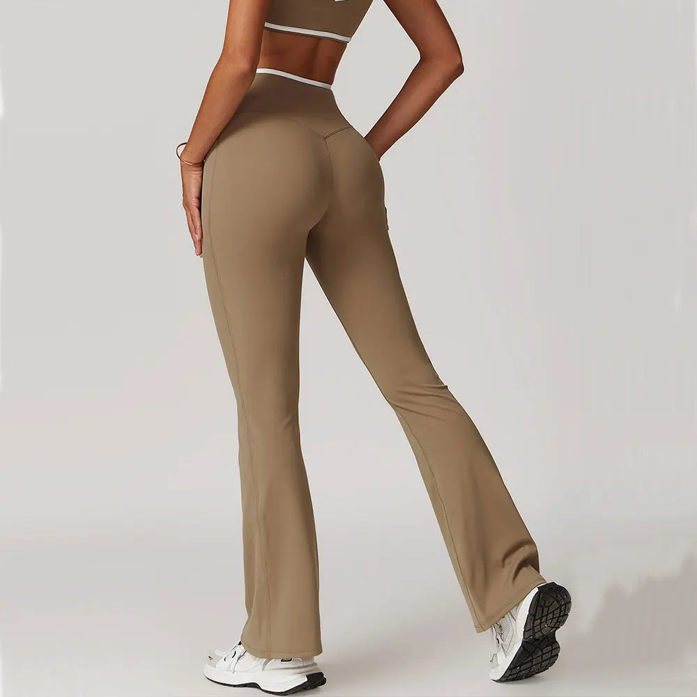 Bell-bottoms Female Leggings Tights High Waist Sexy V-shaped Waist Fitness Pants Women Gym Workout Leggings Running Yoga Legging